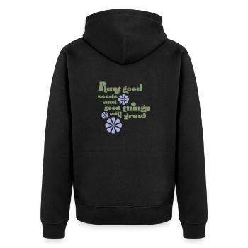 Good seeds, good things - Unisex Premium Bio Zip Hoodie - Schwarz - Hinten - Nico (187cm)