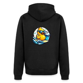 Surf's Up Ducky - Unisex Premium Organic Zip Hoodie - black - Back - Nico (187cm)