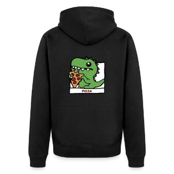 Pizza Dinosaur Dino Gift Idea - Unisex Premium Organic Zip Hoodie - black - Back - Nico (187cm)