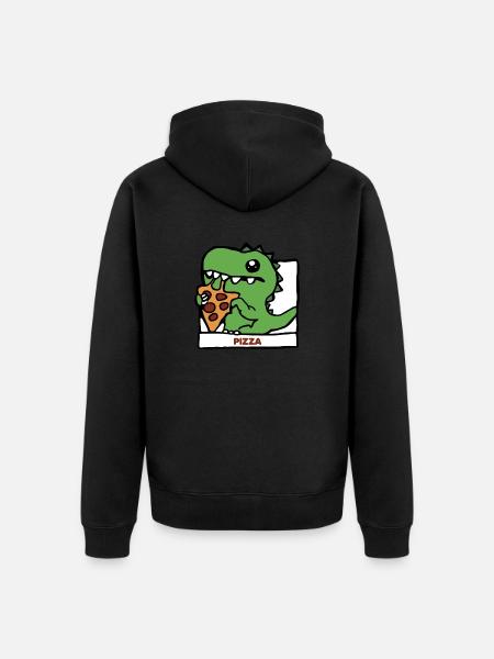 Pizza Dinosaur Dino Gift Idea - Unisex Premium Organic Zip Hoodie - black