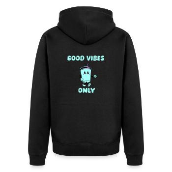Buvez des vibrations de dessin animé - Veste à capuche bio Premium Unisexe - noir - Dos - Nico (187cm)