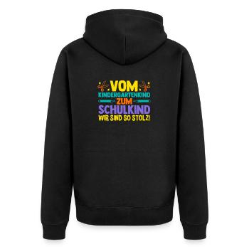 Eltern Schulkind Grundschule Erste Klasse Einschul - Unisex Premium Bio Zip Hoodie - Schwarz - Hinten - Nico (187cm)