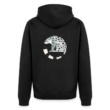 Schneeleopard - Unisex Premium Bio Zip Hoodie - Schwarz - Hinten - Nico (187cm)
