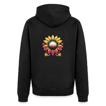 Sunflower Retro Color 70s Hippie Summer - Unisex Premium Organic Zip Hoodie - black - Back - Nico (187cm)