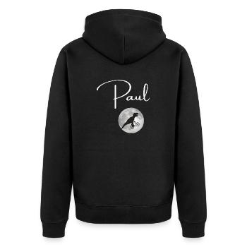 PAUL - Beautiful boy name with dinosaur - Unisex Premium Organic Zip Hoodie - black - Back - Nico (187cm)