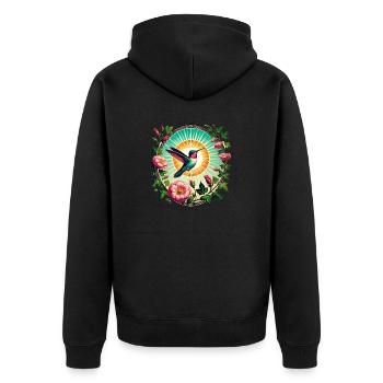 Kolibri - Unisex Premium Bio Zip Hoodie - Schwarz - Hinten - Nico (187cm)