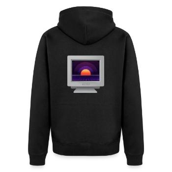 CRT Design - Future Retro Wallpaper - Unisex Premium Organic Zip Hoodie - black - Back - Nico (187cm)