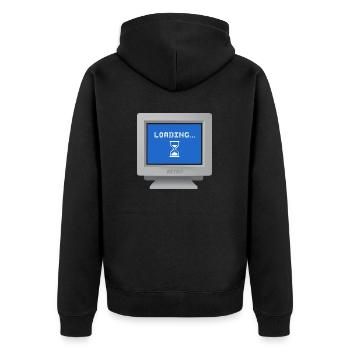 CRT design - Loading Wallpaper - Unisex Premium Organic Zip Hoodie - black - Back - Nico (187cm)