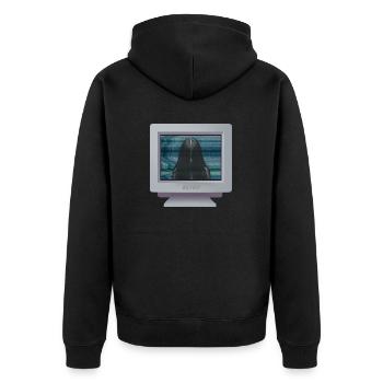 CRT-Design - Das Geistermädchen 1 - Unisex Premium Bio Zip Hoodie - Schwarz - Hinten - Nico (187cm)