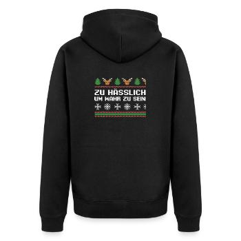 Weihnachtsmann Weihnachtsfest Ugly Christmas - Unisex Premium Bio Zip Hoodie - Schwarz - Hinten - Nico (187cm)