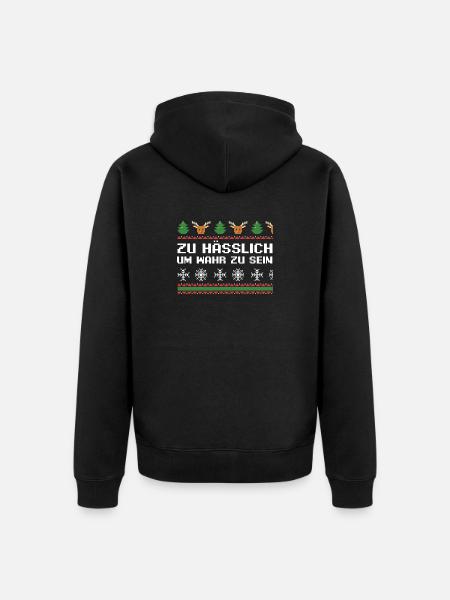 Weihnachtsmann Weihnachtsfest Ugly Christmas - Unisex Premium Bio Zip Hoodie - Schwarz