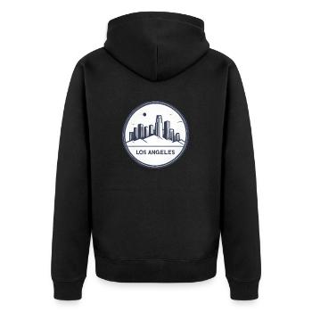 Los Angeles Kalifornien USA Geschenk Geschenkidee - Unisex Premium Bio Zip Hoodie - Schwarz - Hinten - Nico (187cm)