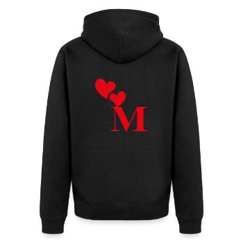 Lettre m cœur rouge - Veste à capuche bio Premium Unisexe - noir - Dos - Nico (187cm)