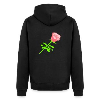 Jolie belle fleur de rose feuille roses romantique - Veste à capuche bio Premium Unisexe - noir - Dos - Nico (187cm)