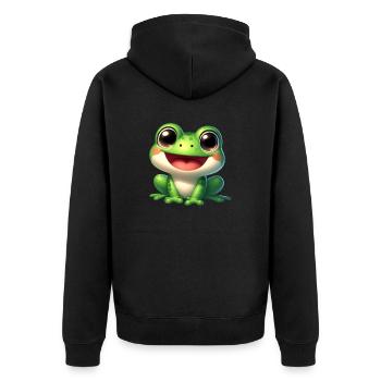 Frog / Frosch - Unisex Premium Bio Zip Hoodie - Schwarz - Hinten - Nico (187cm)