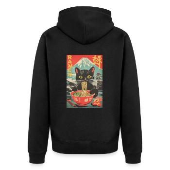 Vintage Anime Cat Ramen Japon - Veste à capuche bio Premium Unisexe - noir - Dos - Nico (187cm)