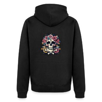 Crâne avec des fleurs - Veste à capuche bio Premium Unisexe - noir - Dos - Nico (187cm)