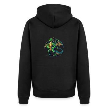 Drache - Unisex Premium Bio Zip Hoodie - Schwarz - Hinten - Nico (187cm)