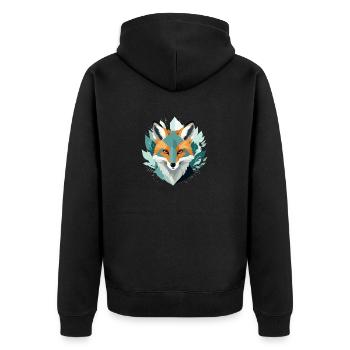 Fuchs Tier Tier Natur Im Freien Aquarell - Unisex Premium Bio Zip Hoodie - Schwarz - Hinten - Nico (187cm)