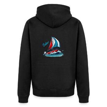 sailboat - Unisex Premium Organic Zip Hoodie - black - Back - Nico (187cm)