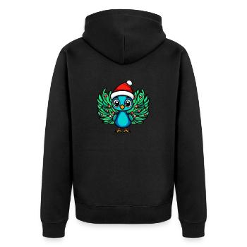 Peacock Bird Christmas - Unisex Premium Organic Zip Hoodie - black - Back - Nico (187cm)