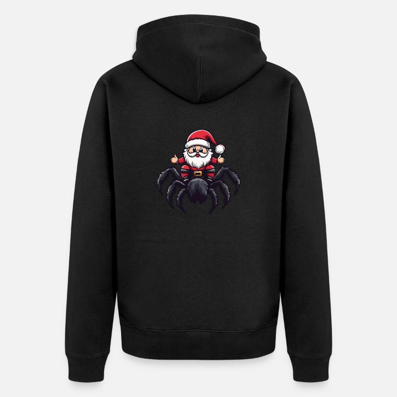 Tarentule Père Noël dessin animé - Veste à capuche bio Premium Unisexe - noir