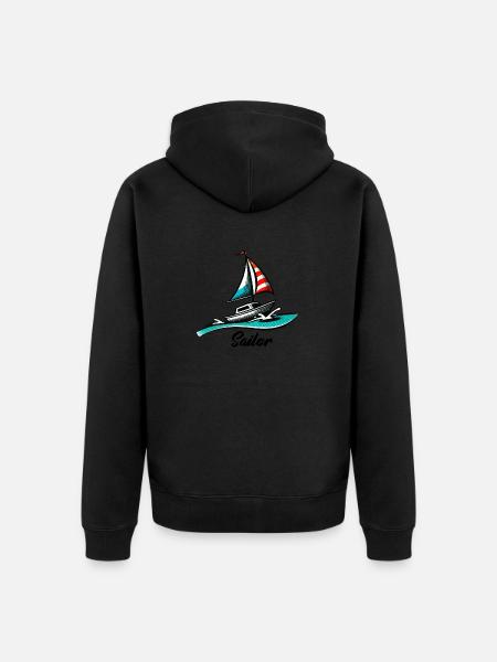 Boot Segeln - Unisex Premium Bio Zip Hoodie - Schwarz