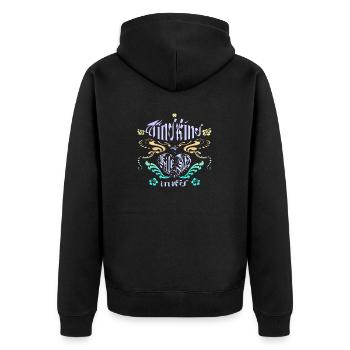 Windkind Kitesurfink'd - Unisex Premium Bio Zip Hoodie - Schwarz - Hinten - Nico (187cm)