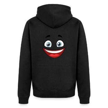 Witziges Gesicht für deine Textilien - Unisex Premium Bio Zip Hoodie - Schwarz - Hinten - Nico (187cm)