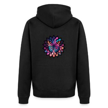 Schmetterlings-Leuchten - Unisex Premium Bio Zip Hoodie - Schwarz - Hinten - Nico (187cm)