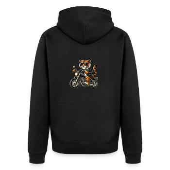 motorrad tiger comic - Unisex Premium Bio Zip Hoodie - Schwarz - Hinten - Nico (187cm)