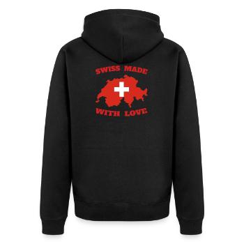 SWISS MADE WITH LOVE - Veste à capuche bio Premium Unisexe - noir - Dos - Nico (187cm)