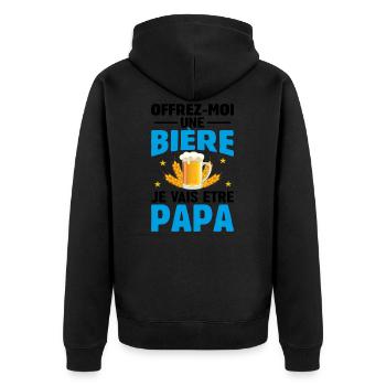 Offrez moi une bière je vais être papa - Veste à capuche bio Premium Unisexe - noir - Dos - Nico (187cm)