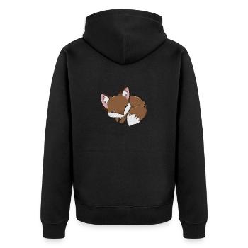 Fuchs - Unisex Premium Bio Zip Hoodie - Schwarz - Hinten - Nico (187cm)