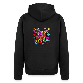 80er Party Retro Fun Shirt Ein Kind der 80er.(25) - Unisex Premium Bio Zip Hoodie - Schwarz - Hinten - Nico (187cm)