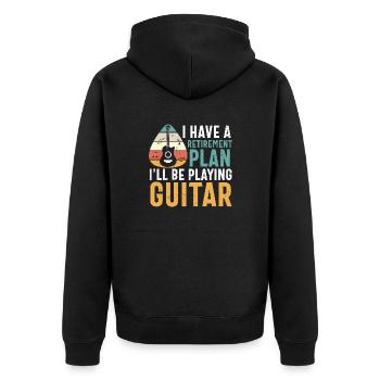 My Retirement Plan Playing Guitar - Unisex Premium Bio Zip Hoodie - Schwarz - Hinten - Nico (187cm)