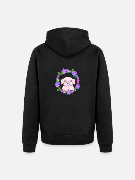 Cochon rose mignon - Veste à capuche bio Premium Unisexe - noir