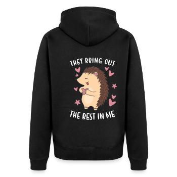 Hedgie They Bring Out The Best In Me Hedgehog - Unisex Premium Organic Zip Hoodie - black - Back - Nico (187cm)