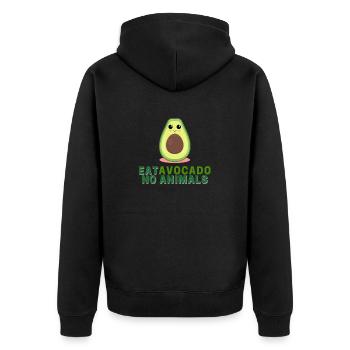 Eat Avocado no Animals - Unisex Premium Bio Zip Hoodie - Schwarz - Hinten - Nico (187cm)