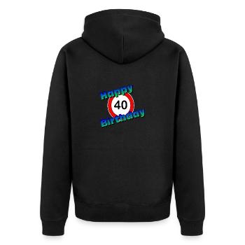 40.Geburtstag , 40 Jahre , 40 Happy Birthday (25) - Unisex Premium Bio Zip Hoodie - Schwarz - Hinten - Nico (187cm)