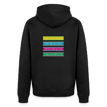 Sie sind natürlich und silikonfrei 2 - Unisex Premium Bio Zip Hoodie - Schwarz - Hinten - Nico (187cm)