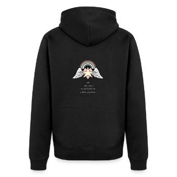 wundervoller Himmelsbruder - Unisex Premium Bio Zip Hoodie - Schwarz - Hinten - Nico (187cm)