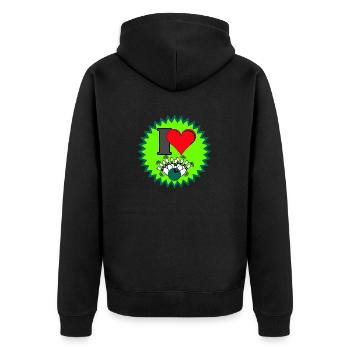 Bowling Strike , Fun Shirt , I Love Bowling (25) - Unisex Premium Bio Zip Hoodie - Schwarz - Hinten - Nico (187cm)