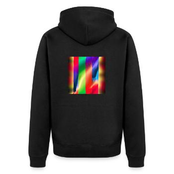 Verrückte vertikale Farben - Unisex Premium Bio Zip Hoodie - Schwarz - Hinten - Nico (187cm)