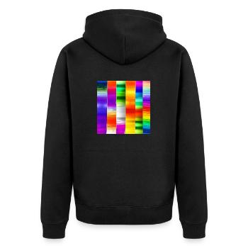 mélange de couleurs verticales folles - Veste à capuche bio Premium Unisexe - noir - Dos - Nico (187cm)