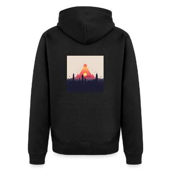 abstrakte Pyramide - Unisex Premium Bio Zip Hoodie - Schwarz - Hinten - Nico (187cm)