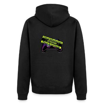 Kritischer Controller - Unisex Premium Bio Zip Hoodie - Schwarz - Hinten - Nico (187cm)