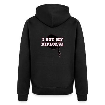Diploma - Passed - Unisex Premium Organic Zip Hoodie - black - Back - Nico (187cm)