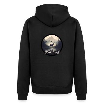 BlackForest - Unisex Premium Bio Zip Hoodie - Schwarz - Hinten - Nico (187cm)