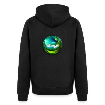 Schöne Landschaft kreisrund freigestellt - Unisex Premium Bio Zip Hoodie - Schwarz - Hinten - Nico (187cm)
